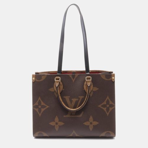 Louis Vuitton OnTheGo MM Brown Coated Canvas Leather Monogram Giant Tote Bag - Louis Vuitton - Modalova