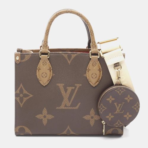 Louis Vuitton OnTheGo PM Handbag Coated Canvas Monogram Reverse Brown Beige - Louis Vuitton - Modalova