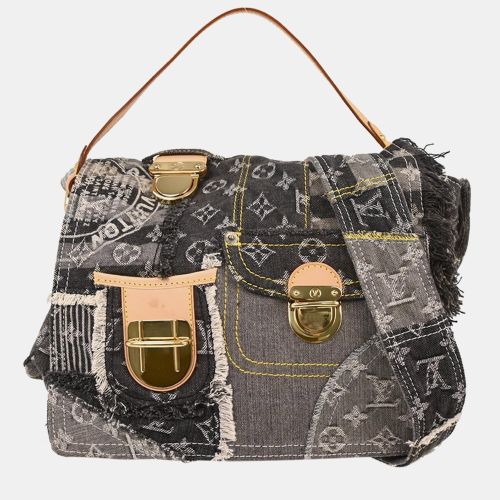 Postie Blue Monogram Denim Patchwork Shoulder Bag - Louis Vuitton - Modalova