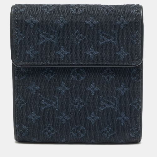 Navy Monogram Mini Lin Canvas Compact Wallet - Louis Vuitton - Modalova