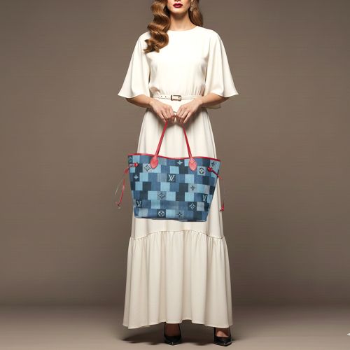 Neverfull MM Denim Square Patchwork Bag - Louis Vuitton - Modalova