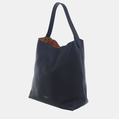 Low Key Hobo Medium Navy Blue Grained Leather Shoulder Bag - Louis Vuitton - Modalova