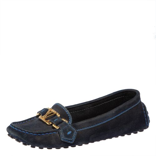 Louis Vuitton Blue Suede Logo Slip On Loafers Size 36.5 - Louis Vuitton - Modalova