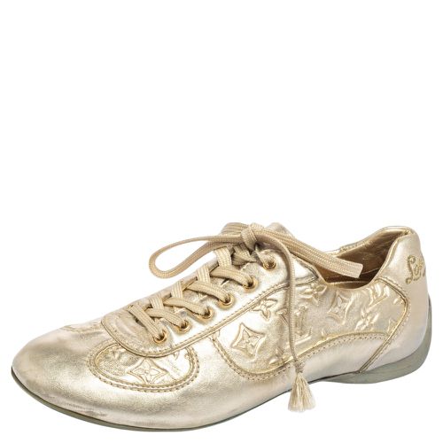 Louis Vuitton Metallic Gold Monogram Embossed Leather Trainers Sneakers Size 36 - Louis Vuitton - Modalova