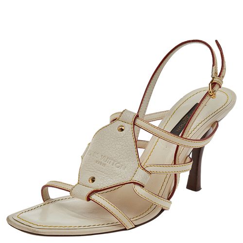 Louis Vuitton Cream Leather Ankle Strap Sandals Size 36.5 - Louis Vuitton - Modalova