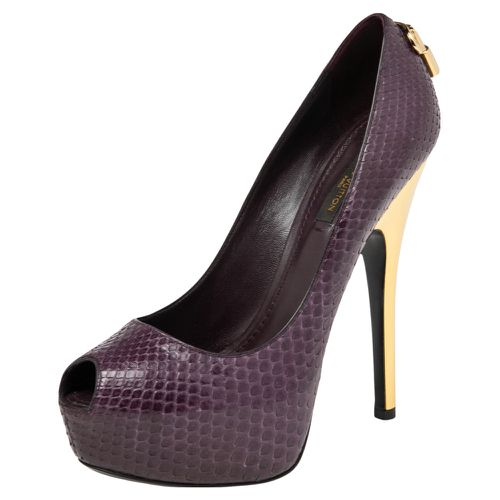 Louis Vuitton Purple Python Oh Really! Peep Toe Platform Pumps Size 36.5 - Louis Vuitton - Modalova