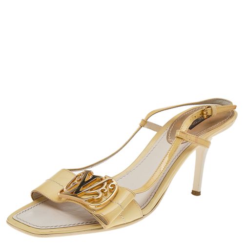 Louis Vuitton Yellow Patent Leather Logo Slingback Sandals Size 38 - Louis Vuitton - Modalova