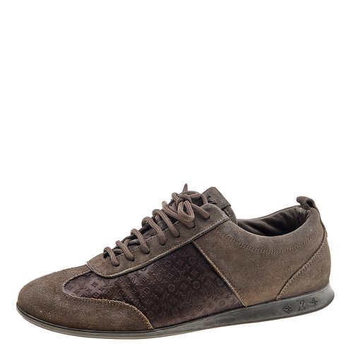 Louis Vuitton Brown Suede And Monogram Satin Low Top Sneakers Size 37.5 - Louis Vuitton - Modalova