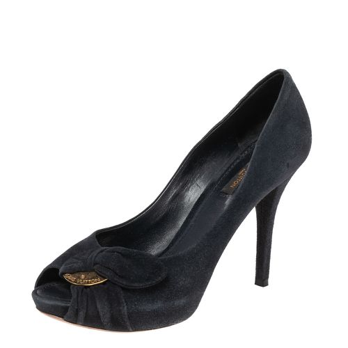 Louis Vuitton Navy Blue Suede Kimono Peep Toe Platform Pumps Size 38 - Louis Vuitton - Modalova