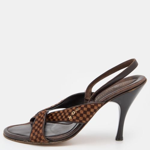 Louis Vuitton Brown Damier Ebene Calf Hair and Leather Slingback Sandals Size 38 - Louis Vuitton - Modalova