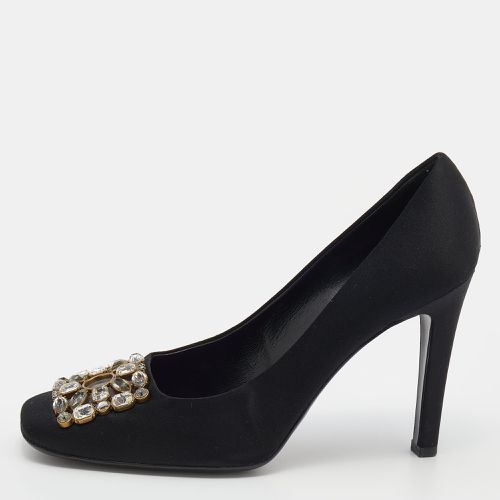 Louis Vuitton Black Satin Crystal Embellished Square Toe Pumps Size 39.5 - Louis Vuitton - Modalova