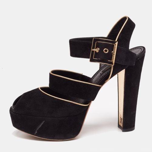 Suede Mowani Platform Ankle-Strap Sandals Size 38 - Louis Vuitton - Modalova