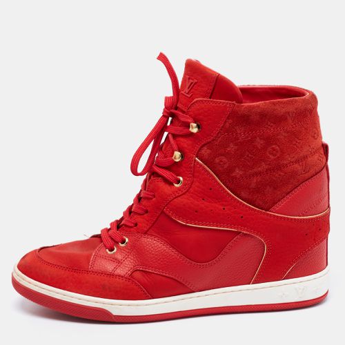 Louis Vuitton Red Leather And Embossed Monogram Suede Millenium Wedge Sneakers Size 39.5 - Louis Vuitton - Modalova