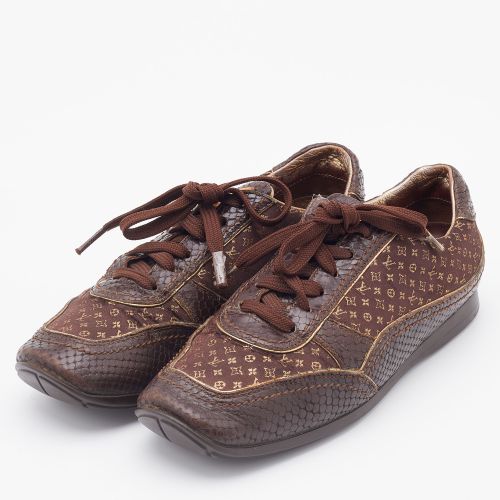 Monogram Fabric and Python Embossed Leather Low Top Sneakers Size 37 - Louis Vuitton - Modalova