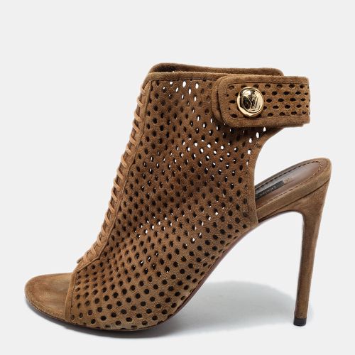 Louis Vuitton Brown Perforated Suede Open Toe Ankle Booties Size 39 - Louis Vuitton - Modalova