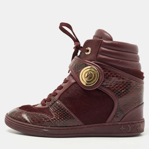 Louis Vuitton Burgundy Calf Hair and Python Leather High Top Sneakers Size 37.5 - Louis Vuitton - Modalova