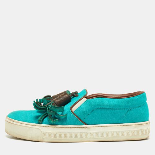 Louis Vuitton Turquoise Fabric and Monogram Canvas Destination Slip On Sneakers Size 37 - Louis Vuitton - Modalova