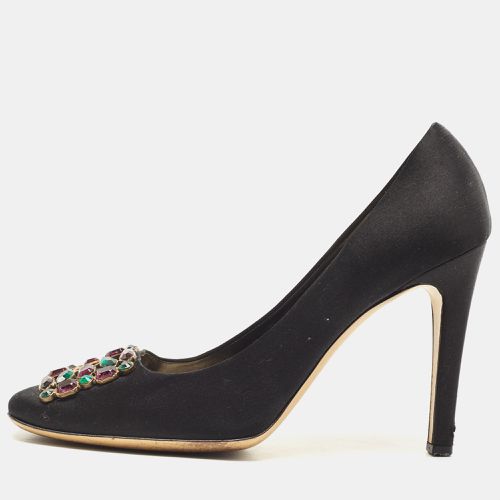 Louis Vuitton Black Satin Crystal Embellished Square Toe Pumps Size 40 - Louis Vuitton - Modalova