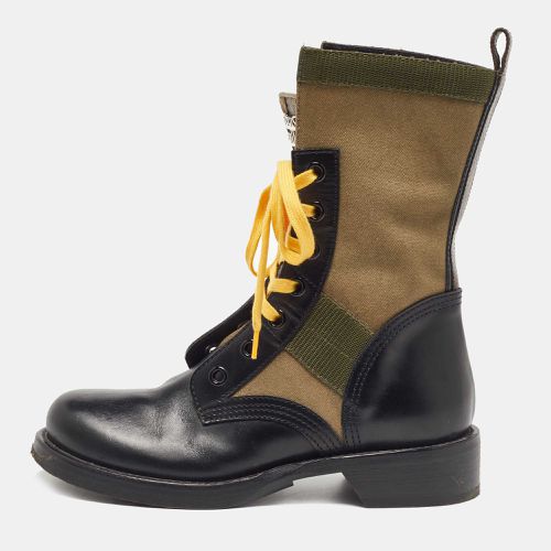 Louis Vuitton Green/Black Canvas and Leather Midcalf Boots Size 38.5 - Louis Vuitton - Modalova