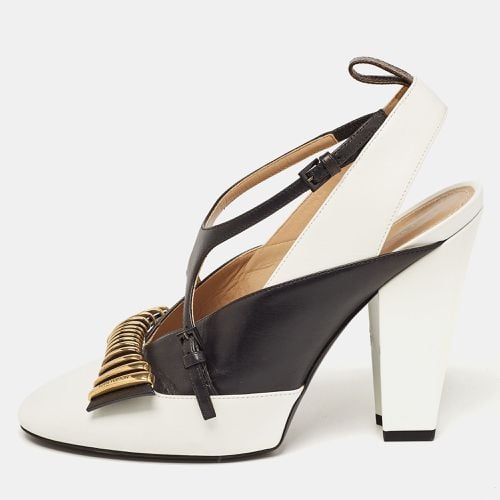 Louis Vuitton White/Black Leather Headline Slingback Pumps Size 39 - Louis Vuitton - Modalova