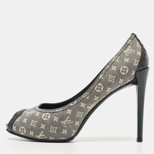 Louis Vuitton Grey/Green Canvas Peep Toe Romance Pumps Size 38 - Louis Vuitton - Modalova