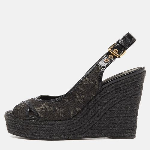 Louis Vuitton Black Patent and Demin Bastille Wedge Sandals Size 39.5 - Louis Vuitton - Modalova