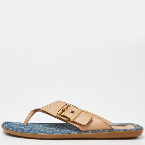 Louis Vuitton Bllue Denim/Beige Monogram Thong Buckle Detail Sandals Size 37.5 - Louis Vuitton - Modalova