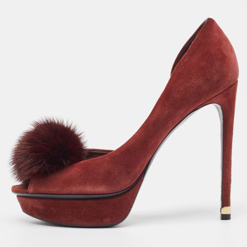 Louis Vuitton Burgundy Suede and Fur Peep Toe Pumps Size 37 - Louis Vuitton - Modalova