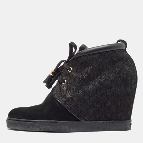 Louis Vuitton Black Monogram Suede and Leather Wedge Sneakers Size 39.5 - Louis Vuitton - Modalova