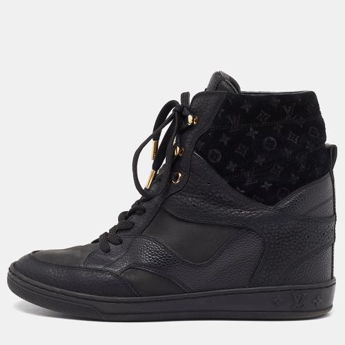 Louis Vuitton Black Leather and Monogram Suede Wedge High Top Sneakers Size 38 - Louis Vuitton - Modalova