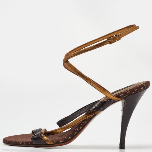 Louis Vuitton Brown/Gold Python Leather Strappy Sandals Size 39 - Louis Vuitton - Modalova