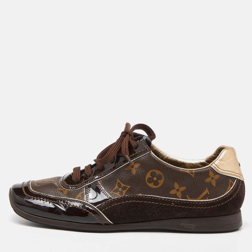 Louis Vuitton Brown Patent Leather and Monogram Canvas Low Top Sneakers Size 37.5 - Louis Vuitton - Modalova