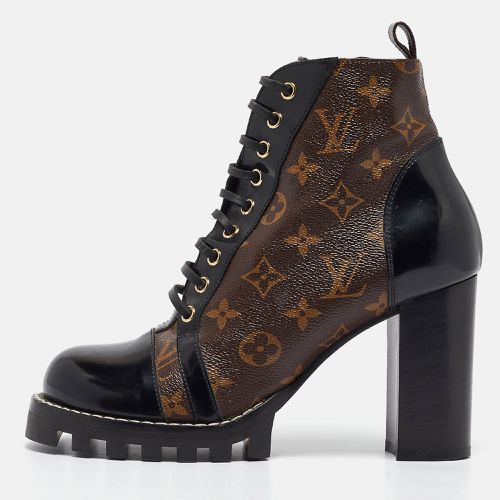 Louis Vuitton Brown/Black Leather and Monogram Coated Canvas Star Trail Block Heel Ankle Boots Size 40 - Louis Vuitton - Modalova