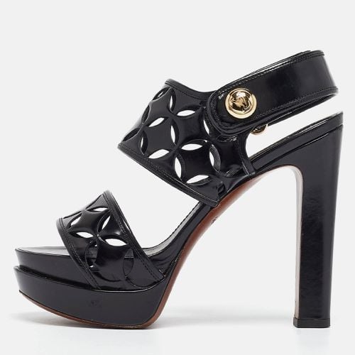 Louis Vuitton Black Leather Laser Cut Platform Slingback Sandals Size 37.5 - Louis Vuitton - Modalova