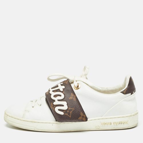 Louis Vuitton White Leather and Monogram Coated Canvas Low Top Sneakers Size 35.5 - Louis Vuitton - Modalova