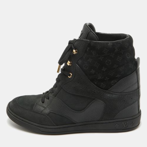 Louis Vuitton Black Nubuck Leather and Monogram Suede Millenium Wedge High Top Sneakers Size 40 - Louis Vuitton - Modalova