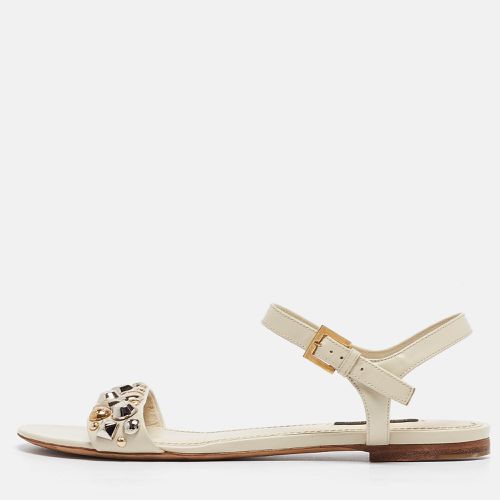 Louis Vuitton Cream Leather Embellished Slingback Flat Sandals Size 39.5 - Louis Vuitton - Modalova