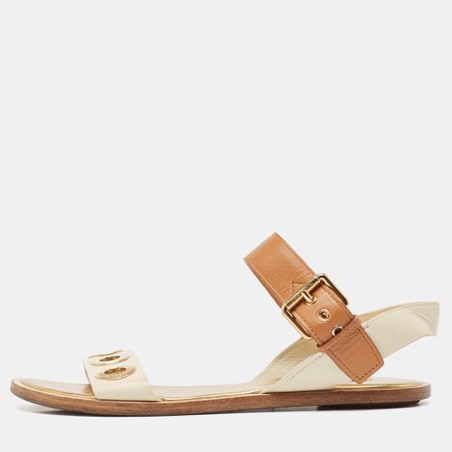 Louis Vuitton Cream/Brown Leather Flat Sandals Size 40 - Louis Vuitton - Modalova