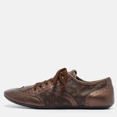 Louis Vuitton Metallic Bronze Monogram Leather and Canvas Lace Up Sneakers Size 39 - Louis Vuitton - Modalova