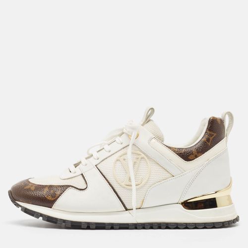 Louis Vuitton White/Brown Leather and Monogram Canvas Run Away Low Top Sneakers Size 37 - Louis Vuitton - Modalova