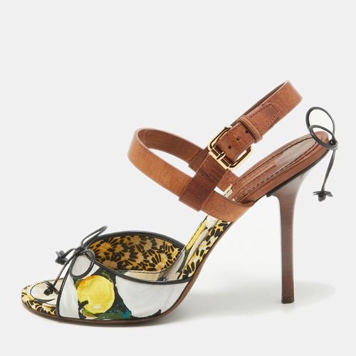 Louis Vuitton Brown Multicolor Leather and Canvas Ankle Strap Sandals Size 39 - Louis Vuitton - Modalova