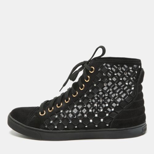 Louis Vuitton Black Suede Cut Out Crystal Embellished High Top Sneakers Size 38.5 - Louis Vuitton - Modalova