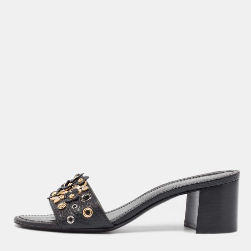 Louis Vuitton Black Leather Embellished Slide Sandals Size 37 - Louis Vuitton - Modalova