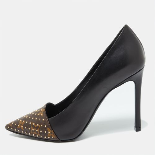 Louis Vuitton Black/Brown Leather and Studded Monogram Canvas Pointed Toe Pumps Size 37.5 - Louis Vuitton - Modalova