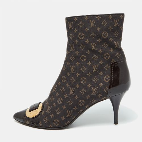 Louis Vuitton Brown Monogram Mini Lin Canvas and Patent Leather Ankle Length Boots 39.5 - Louis Vuitton - Modalova