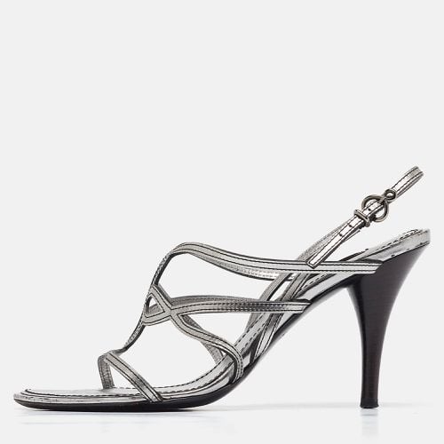 Louis Vuitton Silver Leather Ankle Strap Sandals Size 36.5 - Louis Vuitton - Modalova