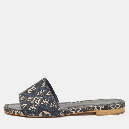 Louis Vuitton Blue Monogram Denim Flat Slides Size 38 - Louis Vuitton - Modalova