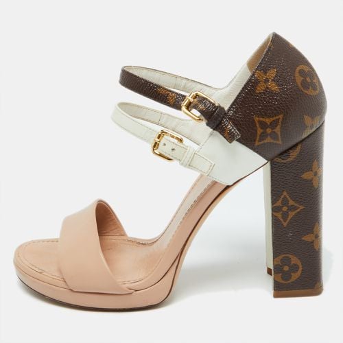 Louis Vuitton Tri Color Monogram Canvas and Leather Double Strap Sandals Size 38 - Louis Vuitton - Modalova