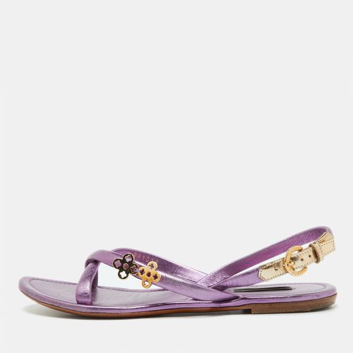 Louis Vuitton Metallic Purple Leather Flat Sandals Size 37.5 - Louis Vuitton - Modalova