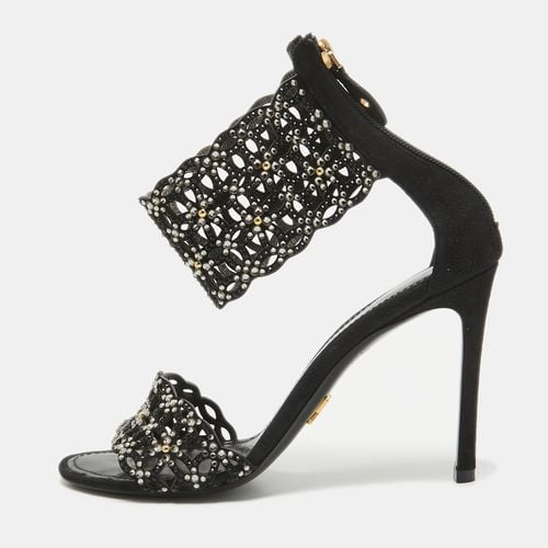 Louis Vuitton Black Suede Crystal Embellished Ankle Strap Sandals Size 38.5 - Louis Vuitton - Modalova